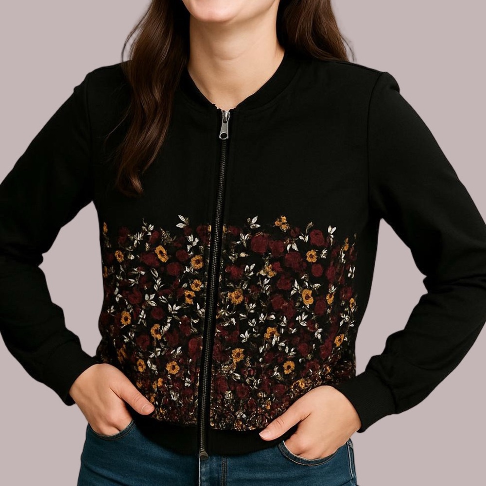 Maurices Black Floral Blouse